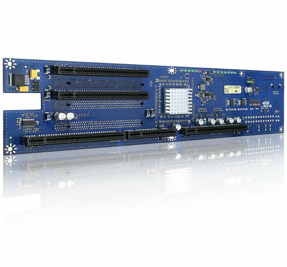 Die Butterfly-Backplane »xPB-6E5PO« ermöglicht PICMG 1.3 auf 2HE.