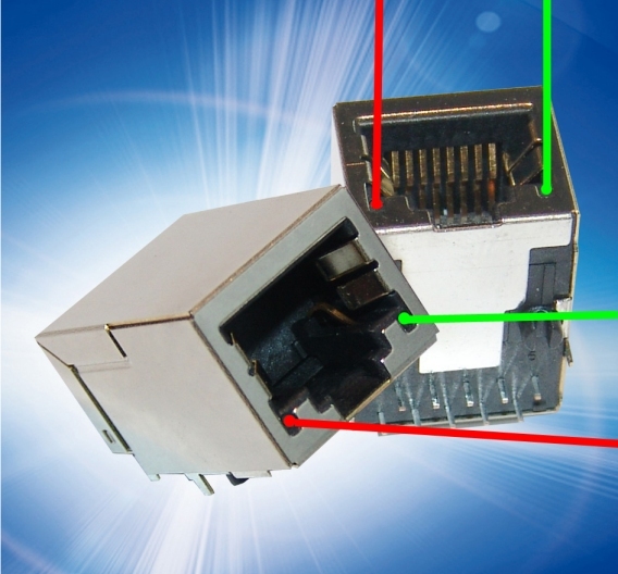 RJ45-Steckbuchse mit integriertem Filter und Lightpipe