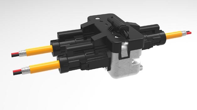 Wasserdichte und elektromagnetisch geschirmte HVR40-Power Splitter für zuverlässige Verbindungen im Hochvolt-Bordnetz.