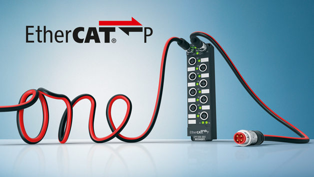 Eine Einkabellösung für die Feldebene:
EtherCAT P integriert in einem Kabel
die EtherCAT-Kommunikation
sowie die System- und
Peripheriespannung.